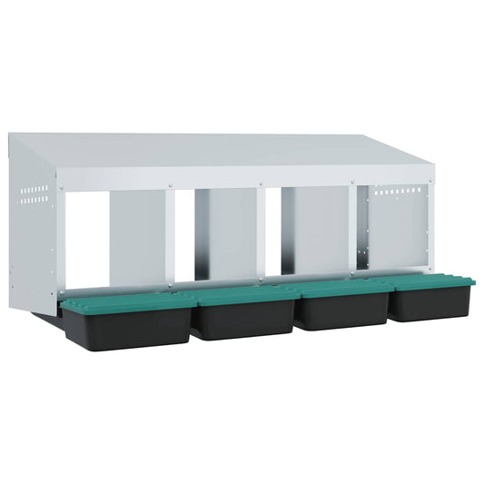 vidaXL Κουτί Φωλιάς Κοτόπουλων με 4 Θέσεις, Επιτοίχιο από Γαλβανισμένο Ατσάλι