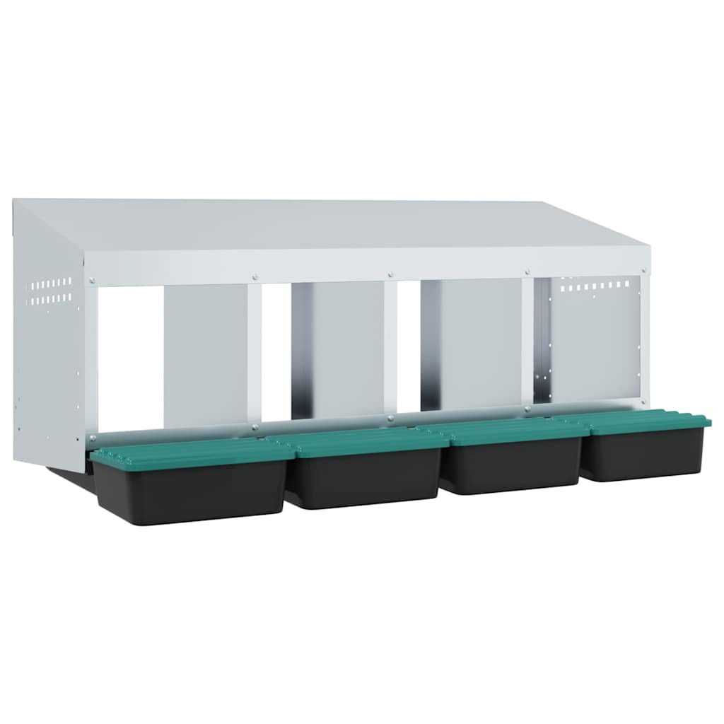 vidaXL Κουτί Φωλιάς Κοτόπουλων με 4 Θέσεις, Επιτοίχιο από Γαλβανισμένο Ατσάλι