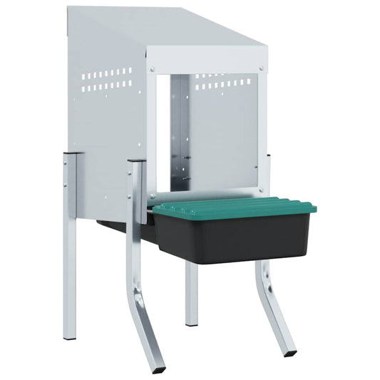 vidaXL Κουτί Φωλιάς Κοτόπουλων με 1 Θήκη και Πόδια από Γαλβανισμένο Ατσάλι