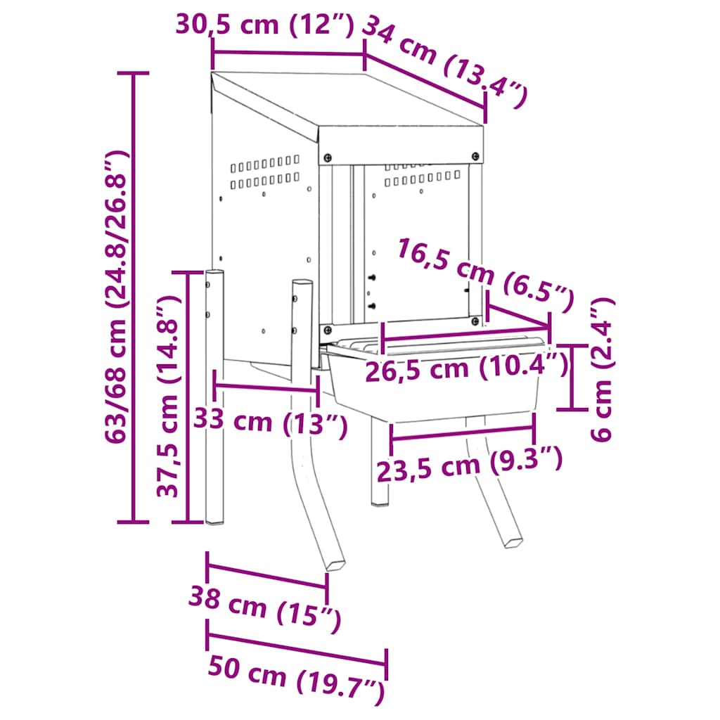 vidaXL Κουτί Φωλιάς Κοτόπουλων με 1 Θήκη και Πόδια από Γαλβανισμένο Ατσάλι