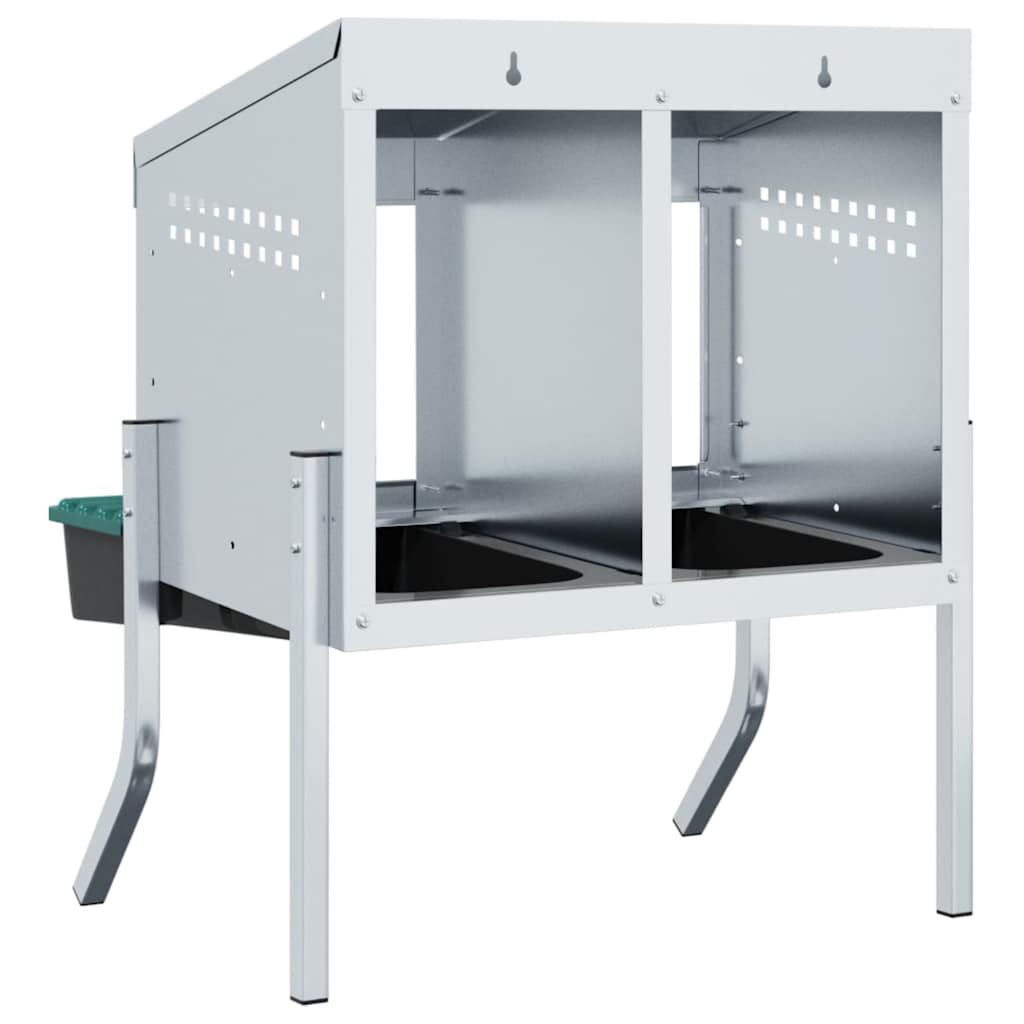 vidaXL Κουτί Φωλιάς Κοτόπουλων με 2 Θέσεις και Πόδια από Γαλβανισμένο Ατσάλι