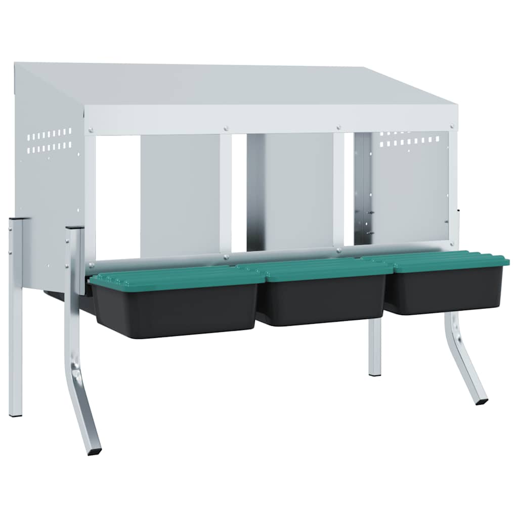 vidaXL Κουτί Φωλιάς Κοτόπουλων 3 Χωρητικών Με Πόδια από Γαλβανισμένο Ατσάλι