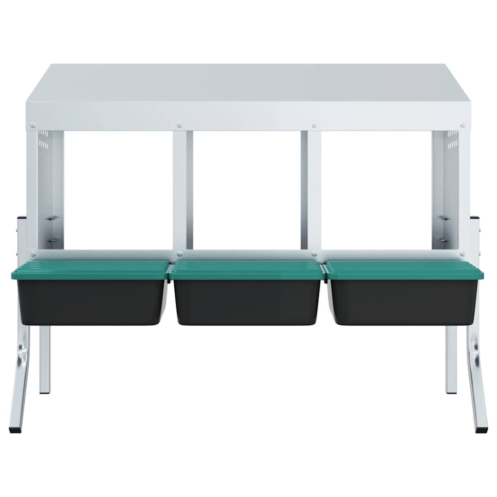 vidaXL Κουτί Φωλιάς Κοτόπουλων 3 Χωρητικών Με Πόδια από Γαλβανισμένο Ατσάλι