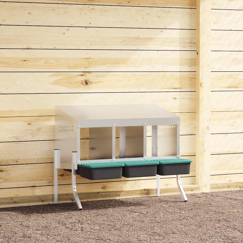 vidaXL Κουτί Φωλιάς Κοτόπουλων 3 Χωρητικών Με Πόδια από Γαλβανισμένο Ατσάλι