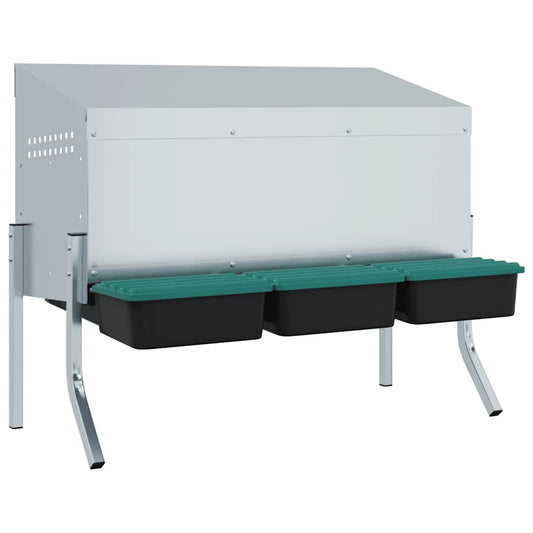 vidaXL Κουτί Φωλιάς Κοτόπουλων 3 Χωρητικών Με Πόδια από Γαλβανισμένο Ατσάλι