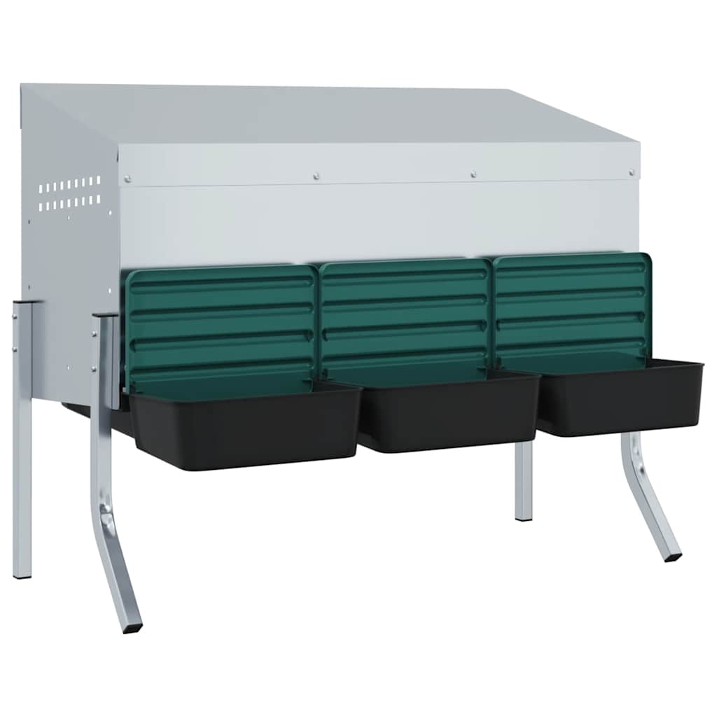 vidaXL Κουτί Φωλιάς Κοτόπουλων 3 Χωρητικών Με Πόδια από Γαλβανισμένο Ατσάλι