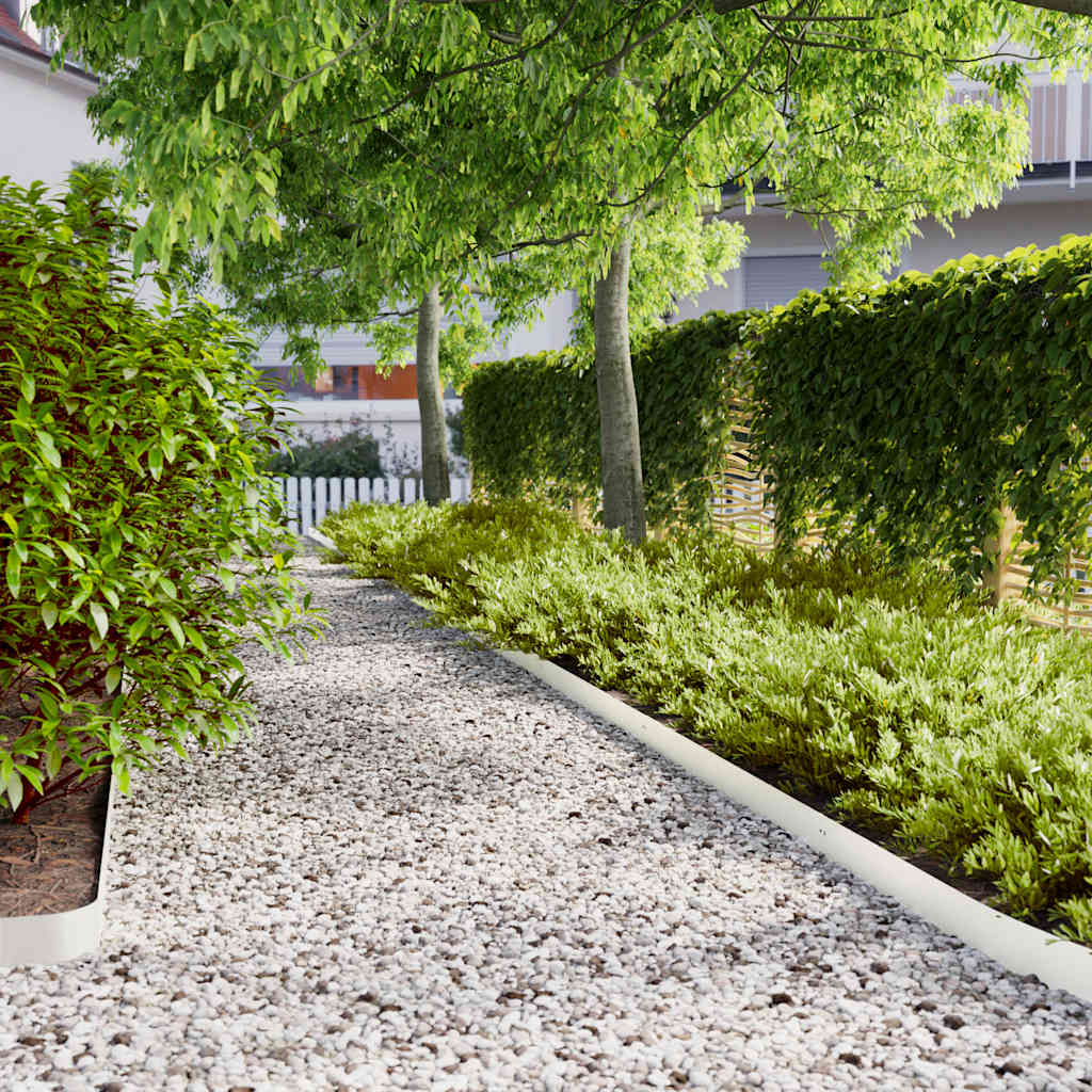 vidaXL Περιφράξεις γκαζόν 50 τεμάχια Λευκό από χάλυβα ψυχρής έλασης