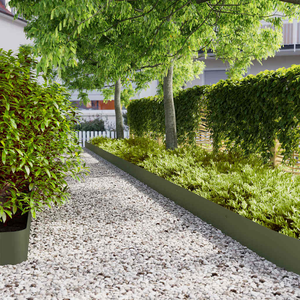 vidaXL Περιφράξεις γκαζόν 10 τεμάχια Ελαιοπράσινο 20x103 cm