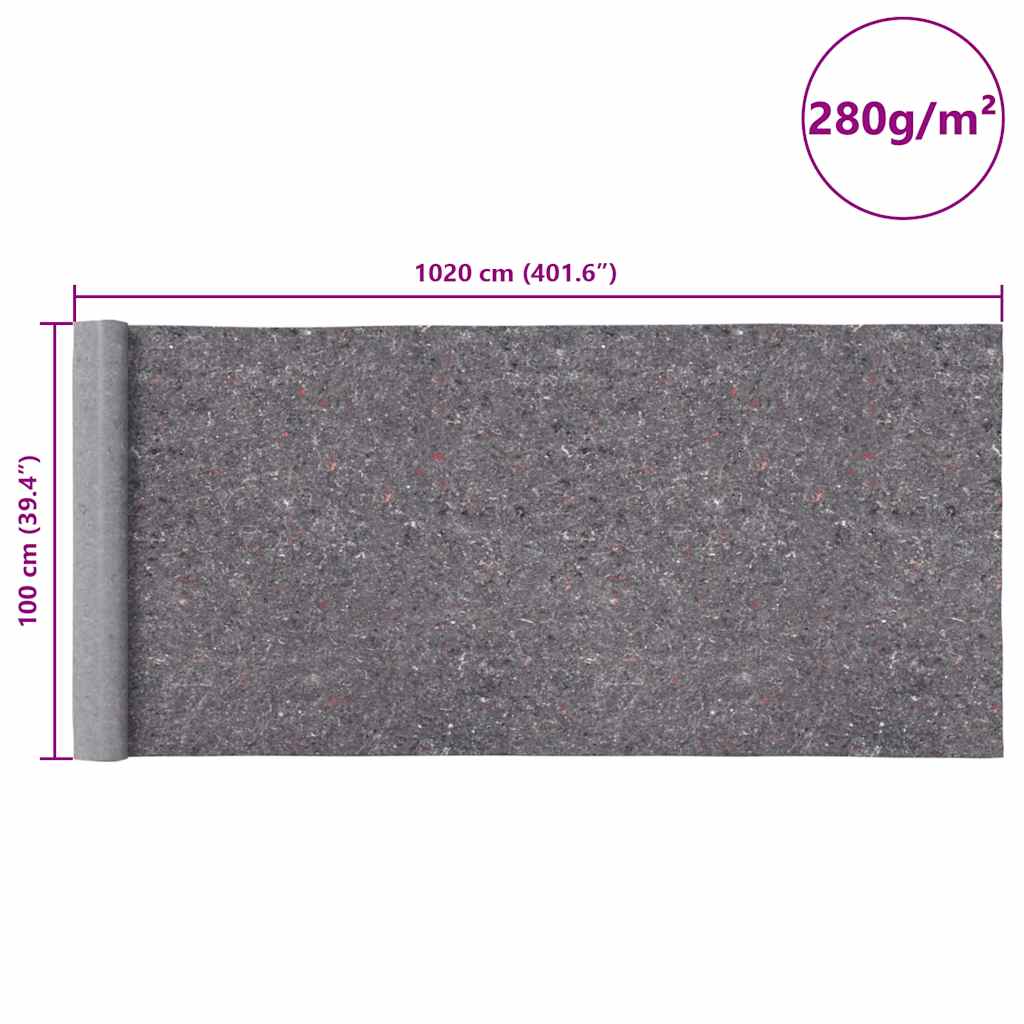 vidaXL Αντιολισθητικά Φλις Βαφής 2 τεμ. 10 μ. 280 γρ./μ² Γκρι