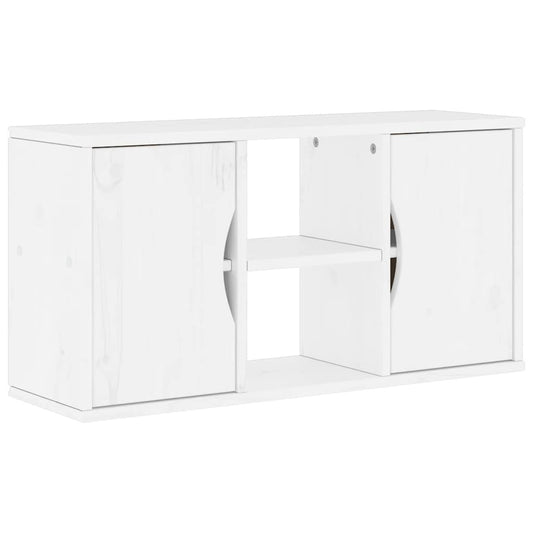 vidaXL Ντουλάπι τηλεόρασης ODDA Λευκό 79x24x40 εκ. Μασίφ Ξύλο Πεύκου