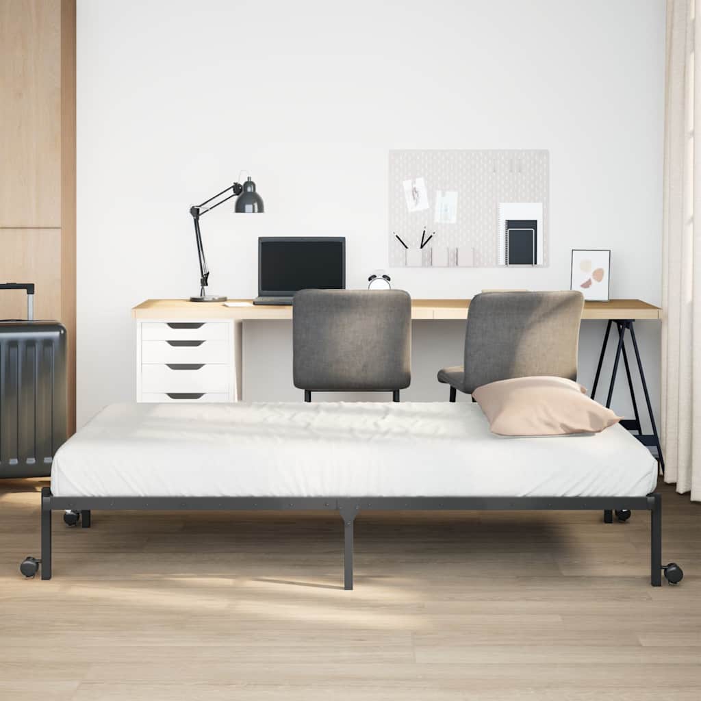 vidaXL Πλαίσιο κρεβατιού χωρίς στρώμα Πτυσσόμενο μαύρο 90x200cm Ατσάλι