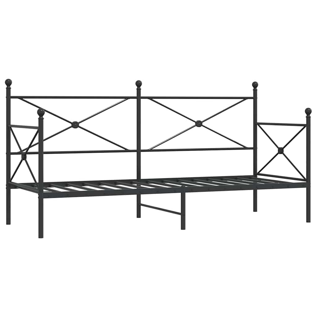vidaXL Κρεβάτι ημέρας χωρίς στρώμα Μαύρο 80x200 cm Ατσάλι