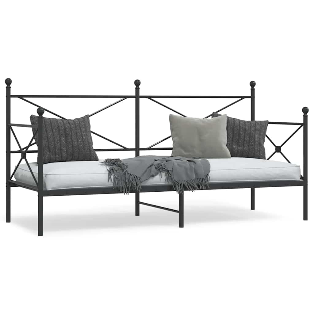 vidaXL Κρεβάτι ημέρας χωρίς στρώμα Μαύρο 80x200 cm Ατσάλι