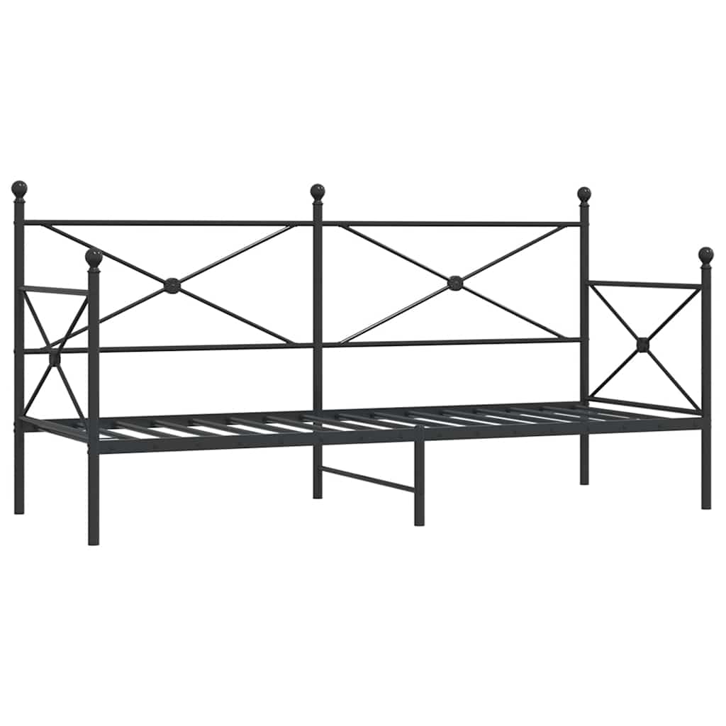 vidaXL Κρεβάτι ημέρας χωρίς στρώμα Μαύρο 90x200 cm Ατσάλι