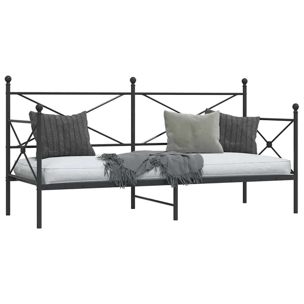 vidaXL Κρεβάτι ημέρας χωρίς στρώμα Μαύρο 90x200 cm Ατσάλι