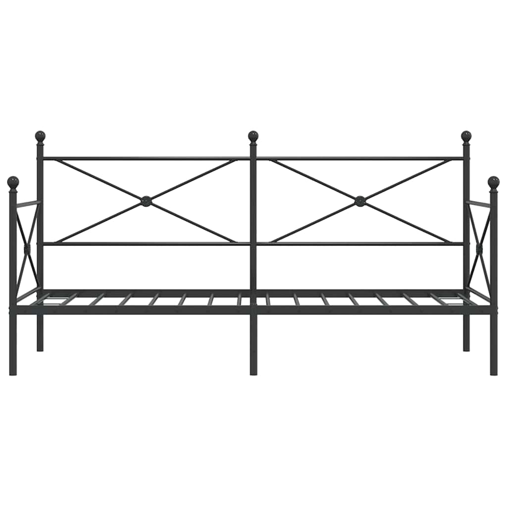 vidaXL Κρεβάτι ημέρας χωρίς στρώμα Μαύρο 90x200 cm Ατσάλι