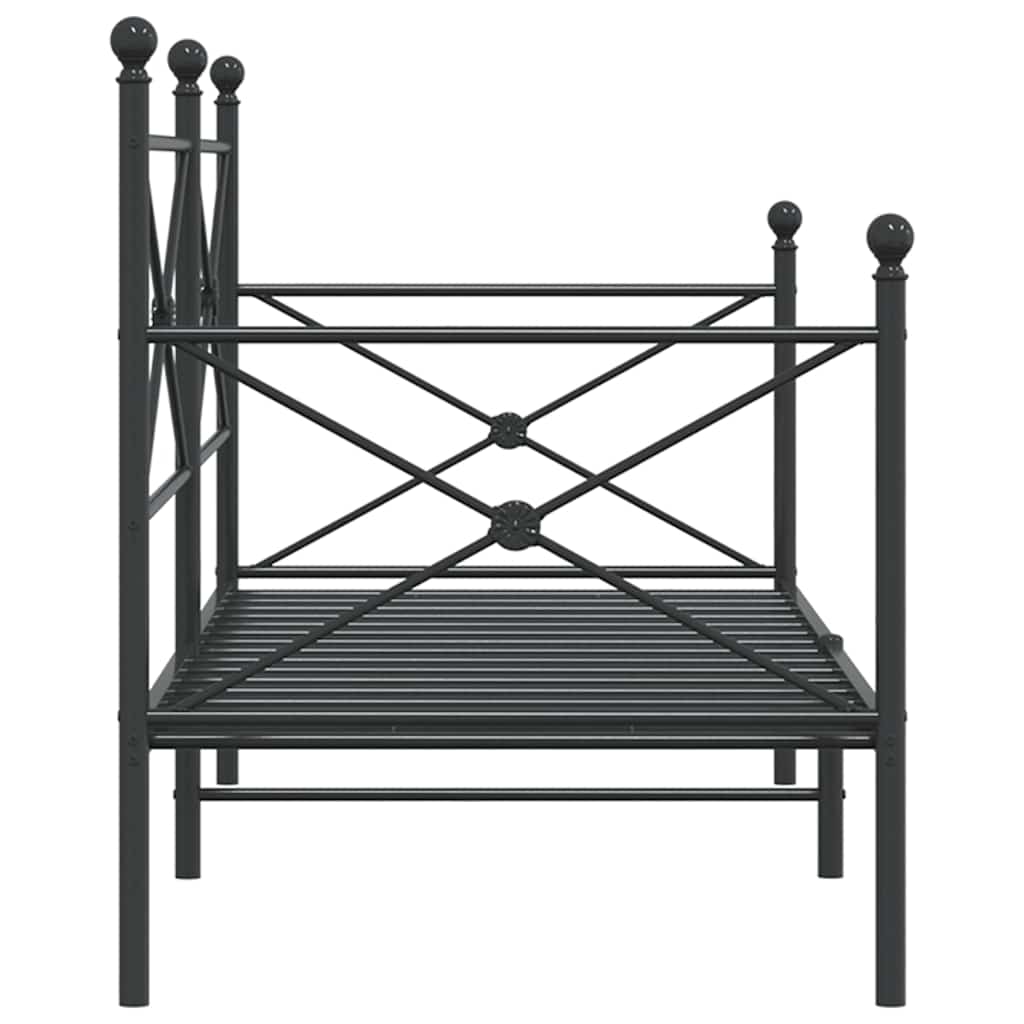 vidaXL Κρεβάτι ημέρας χωρίς στρώμα Μαύρο 90x200 cm Ατσάλι