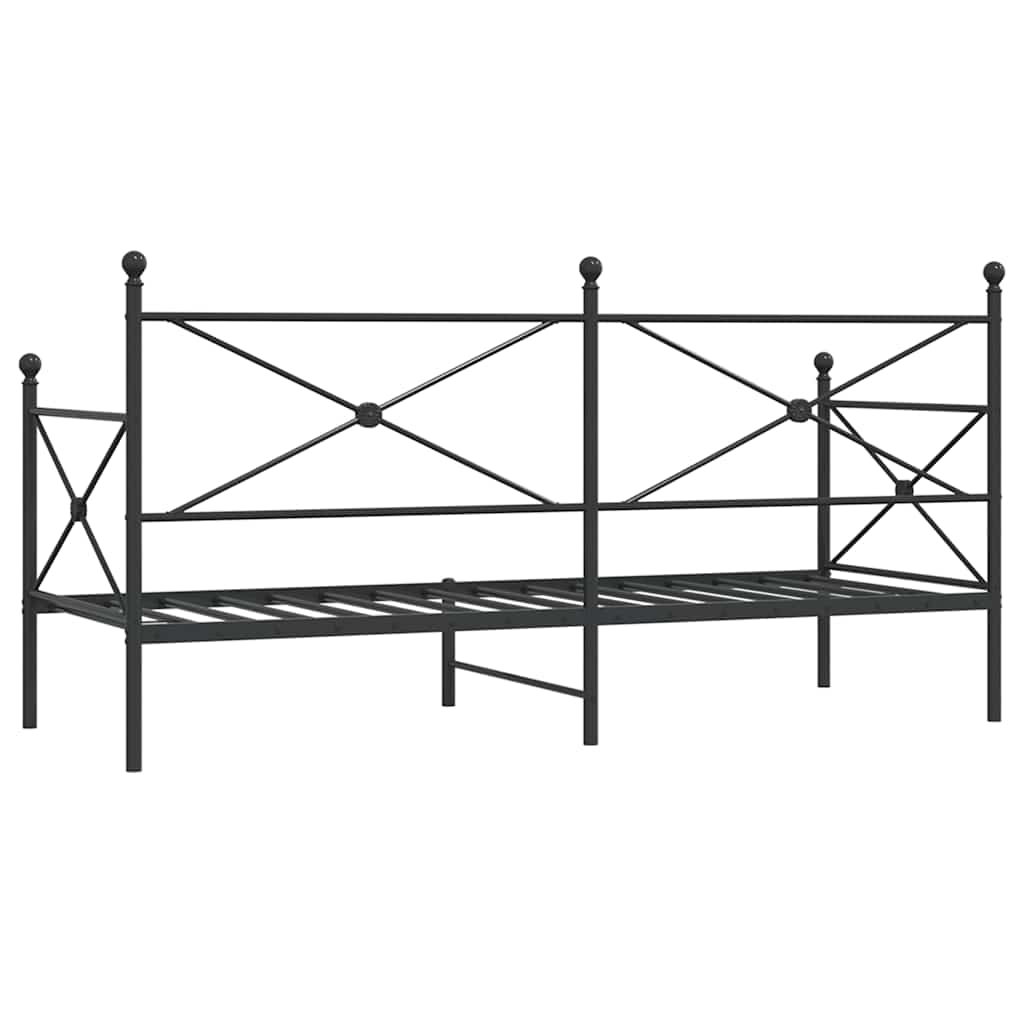 vidaXL Κρεβάτι ημέρας χωρίς στρώμα Μαύρο 90x200 cm Ατσάλι