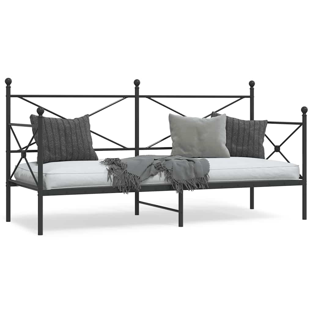 vidaXL Κρεβάτι ημέρας χωρίς στρώμα Μαύρο 90x200 cm Ατσάλι