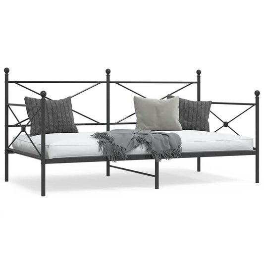 vidaXL Κρεβάτι ημέρας χωρίς στρώμα Μαύρο 100x190 cm Ατσάλι