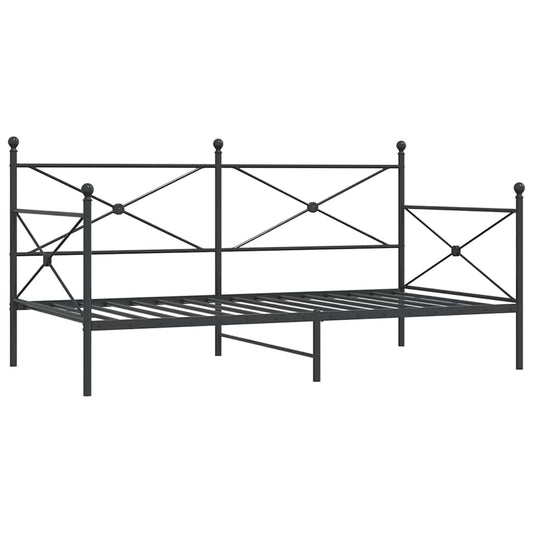 vidaXL Κρεβάτι ημέρας χωρίς στρώμα Μαύρο 100x200 cm Ατσάλι