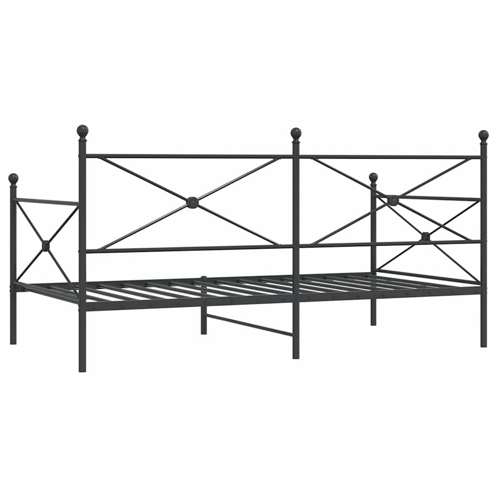 vidaXL Κρεβάτι ημέρας χωρίς στρώμα Μαύρο 100x200 cm Ατσάλι