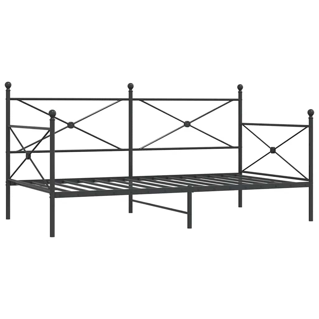 vidaXL Κρεβάτι ημέρας χωρίς στρώμα Μαύρο 107x203 cm Ατσάλι