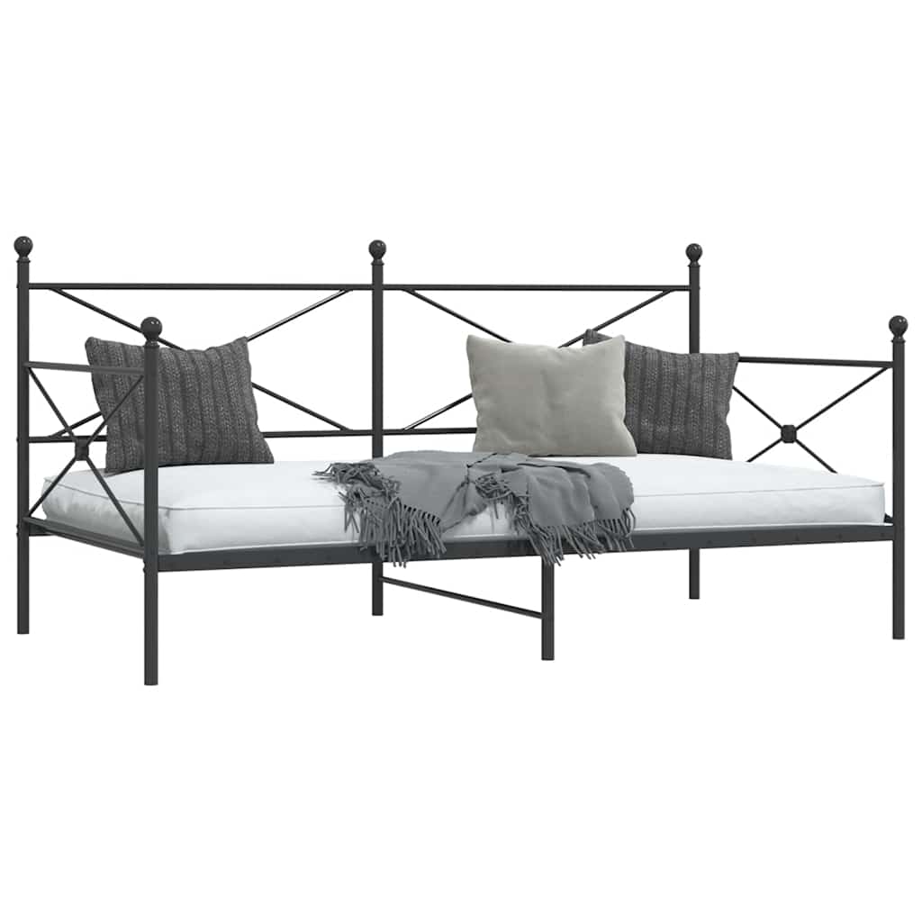 vidaXL Κρεβάτι ημέρας χωρίς στρώμα Μαύρο 107x203 cm Ατσάλι