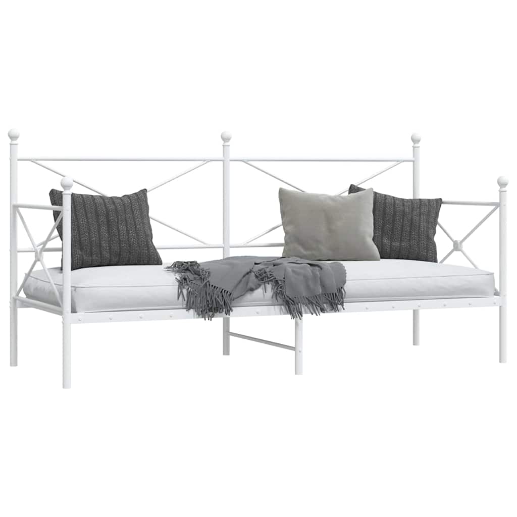 vidaXL Κρεβάτι ημέρας χωρίς στρώμα Λευκό 90x200 cm Ατσάλι
