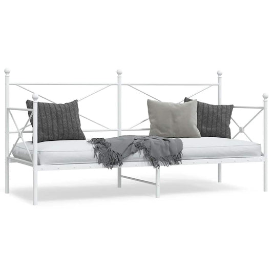 vidaXL Κρεβάτι ημέρας χωρίς στρώμα Λευκό 90x200 cm Ατσάλι