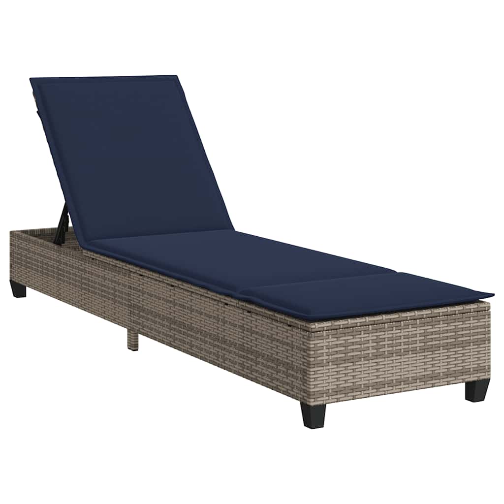 vidaXL Ξαπλώστρα με Μαξιλάρια Γκρι 55x200x25,5 εκ. από Συνθετικό Ρατάν