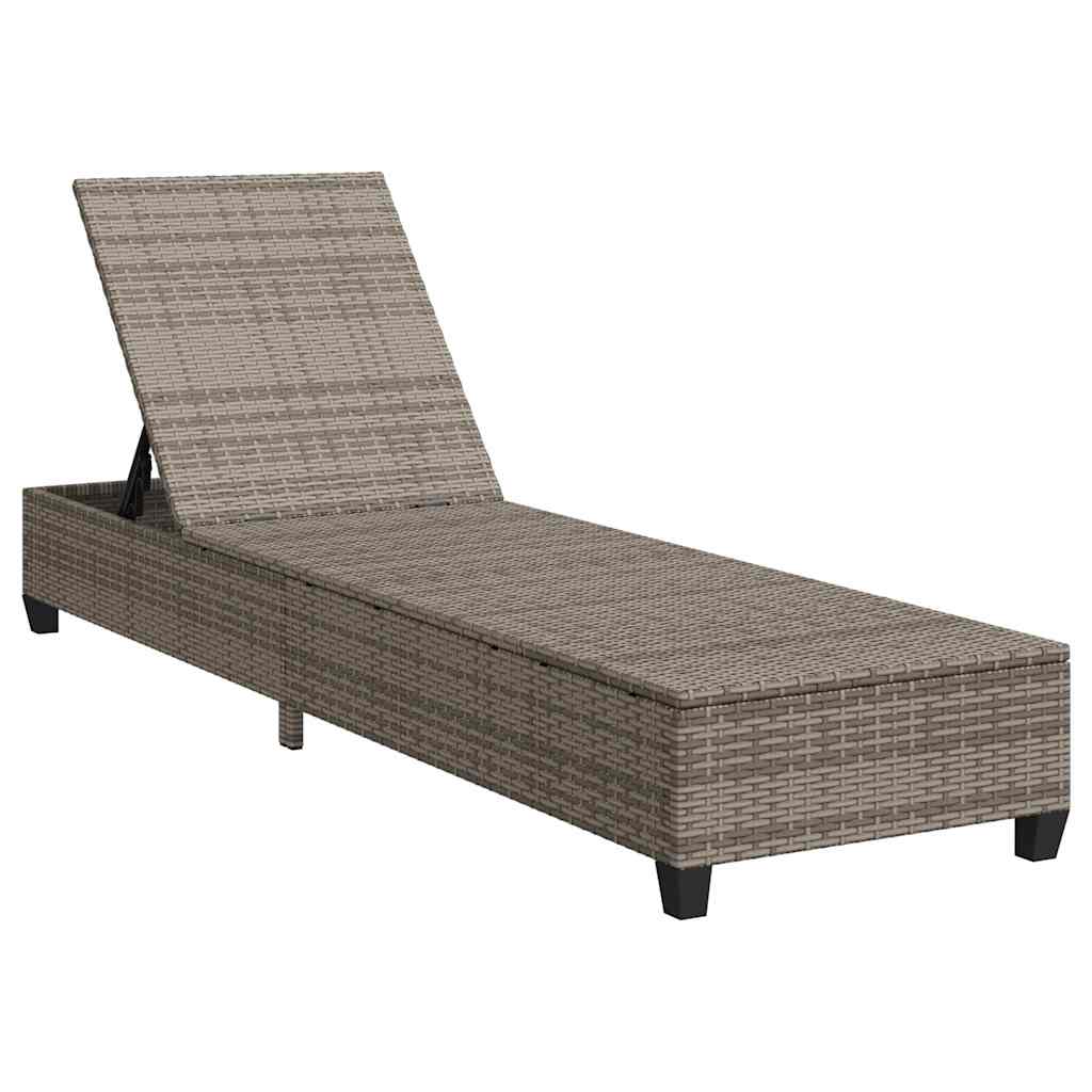 vidaXL Ξαπλώστρα με Μαξιλάρια Γκρι 55x200x25,5 εκ. από Συνθετικό Ρατάν