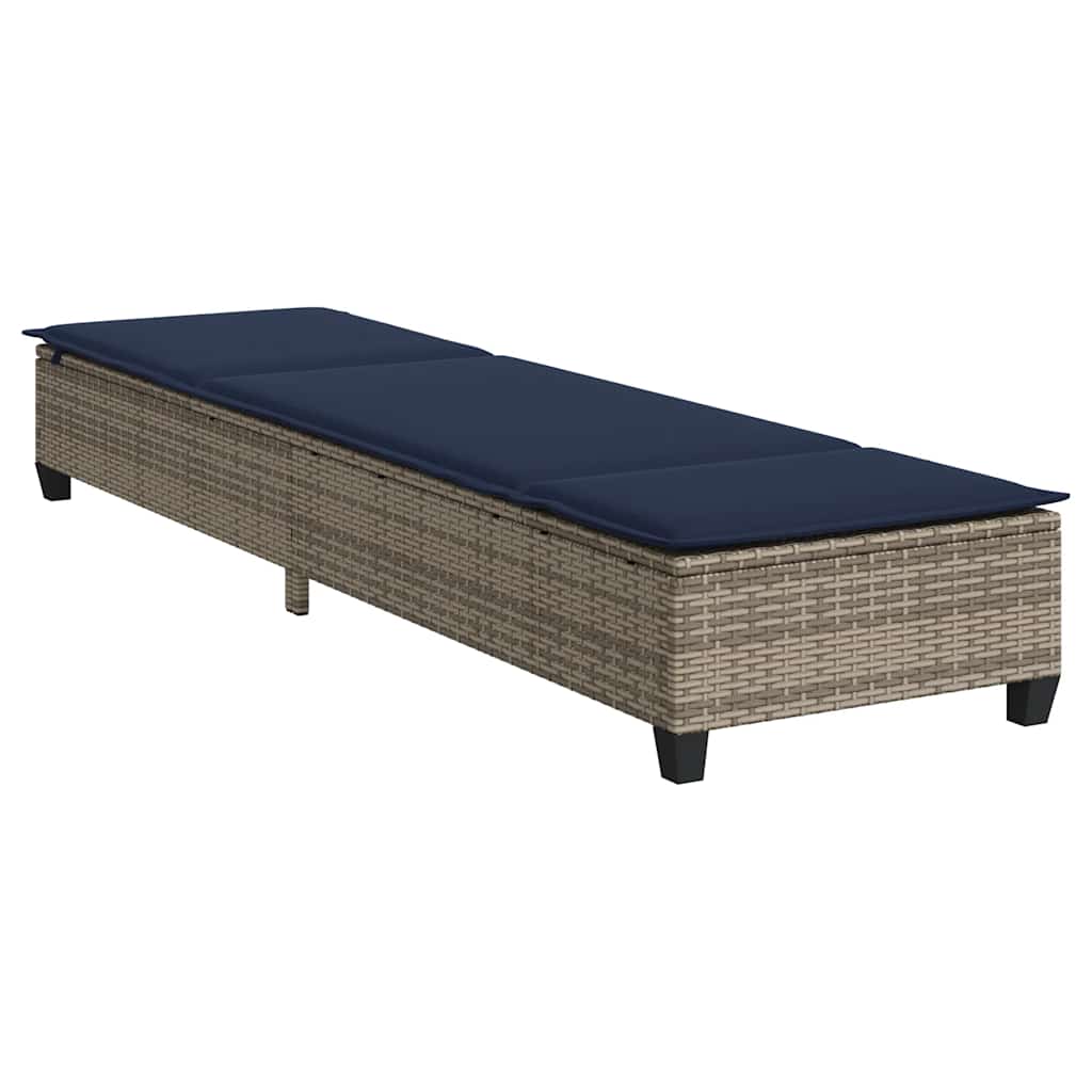 vidaXL Ξαπλώστρα με Μαξιλάρια Γκρι 55x200x25,5 εκ. από Συνθετικό Ρατάν