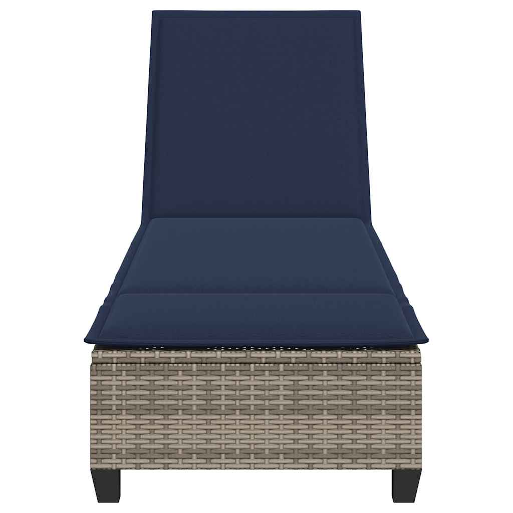 vidaXL Ξαπλώστρα με Μαξιλάρια Γκρι 55x200x25,5 εκ. από Συνθετικό Ρατάν