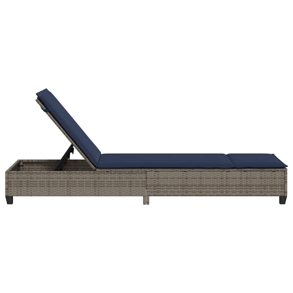 vidaXL Ξαπλώστρα με Μαξιλάρια Γκρι 55x200x25,5 εκ. από Συνθετικό Ρατάν