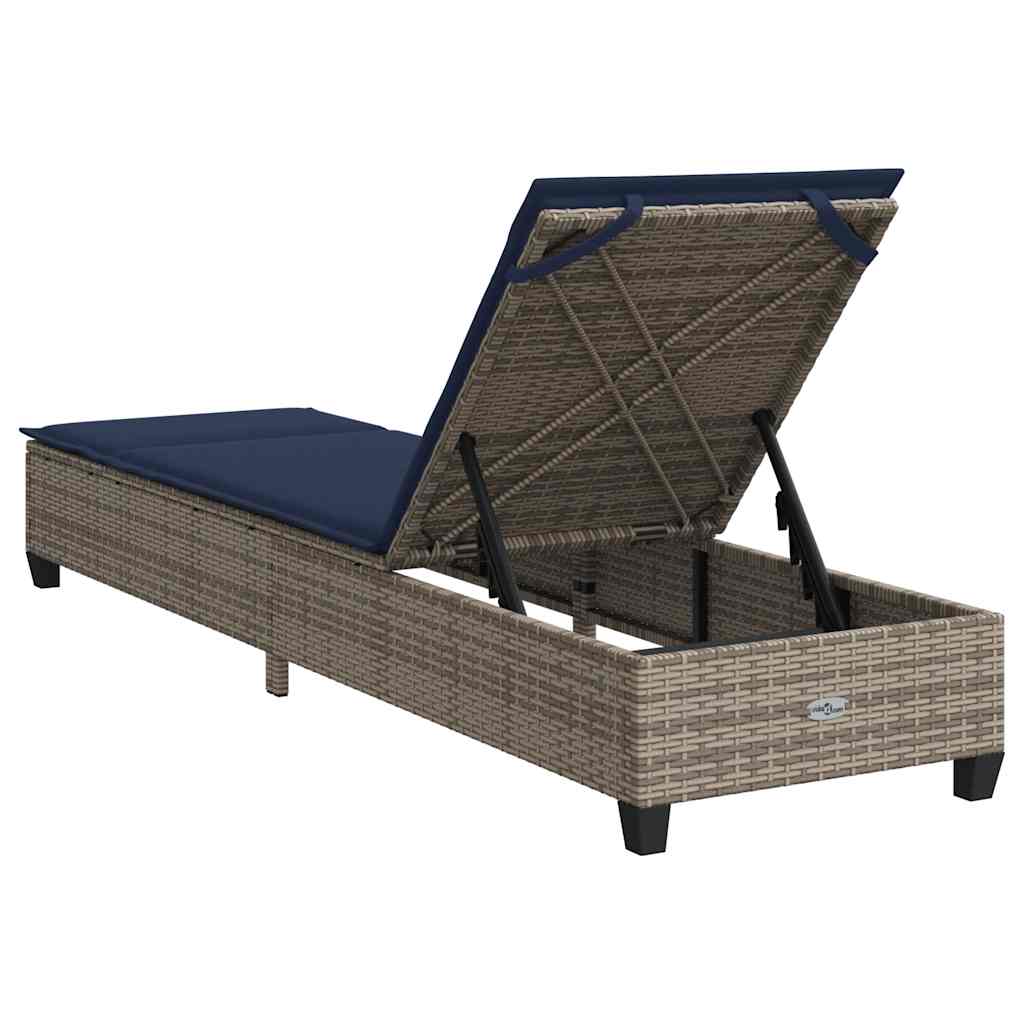 vidaXL Ξαπλώστρα με Μαξιλάρια Γκρι 55x200x25,5 εκ. από Συνθετικό Ρατάν