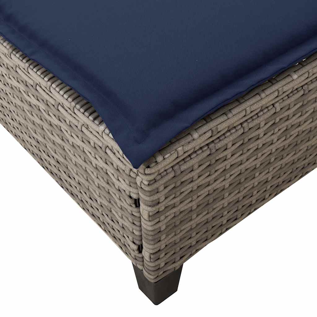 vidaXL Ξαπλώστρα με Μαξιλάρια Γκρι 55x200x25,5 εκ. από Συνθετικό Ρατάν
