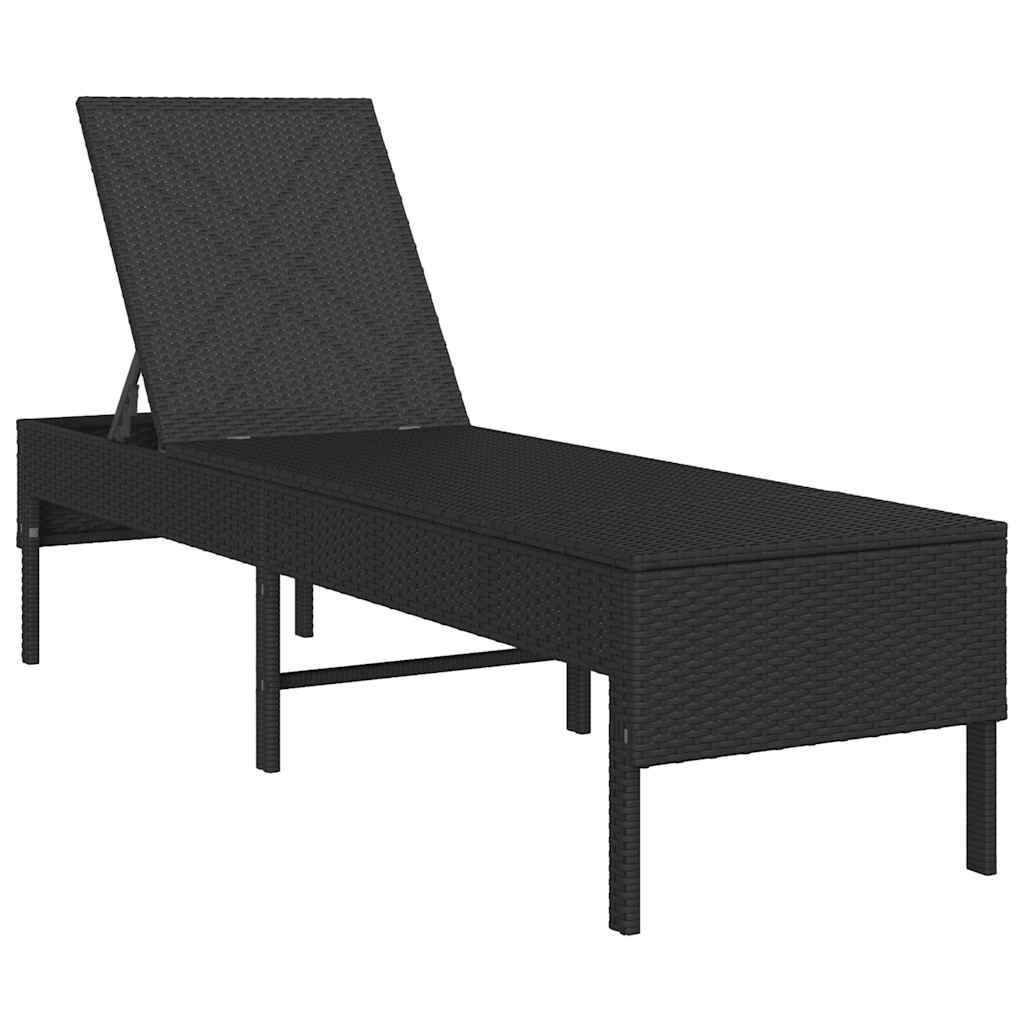 vidaXL Ξαπλώστρα με Μαξιλάρι Μαύρη 55x200x44 εκ. από Συνθετικό Ρατάν
