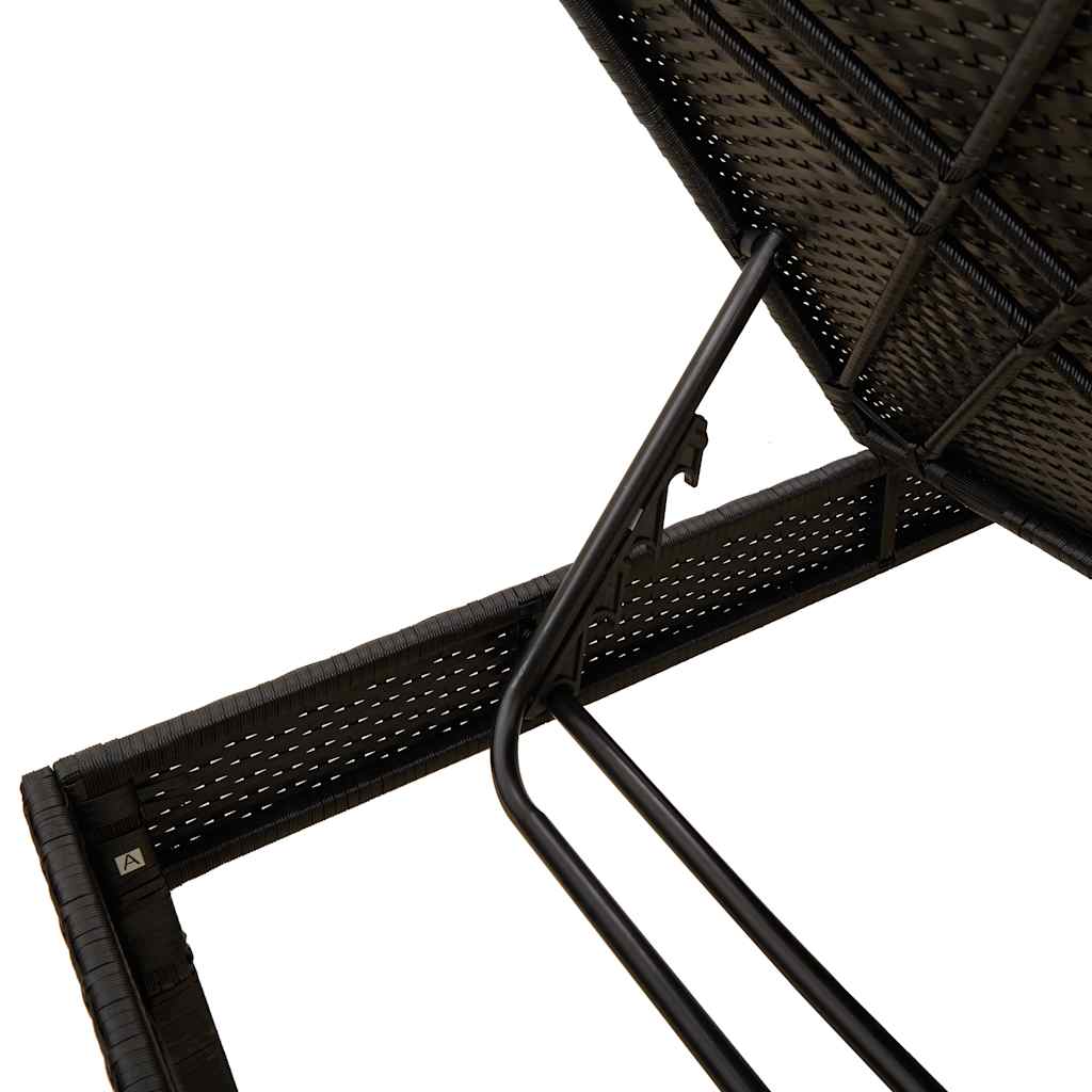 vidaXL Ξαπλώστρα με Μαξιλάρι Μαύρη 55x200x44 εκ. από Συνθετικό Ρατάν