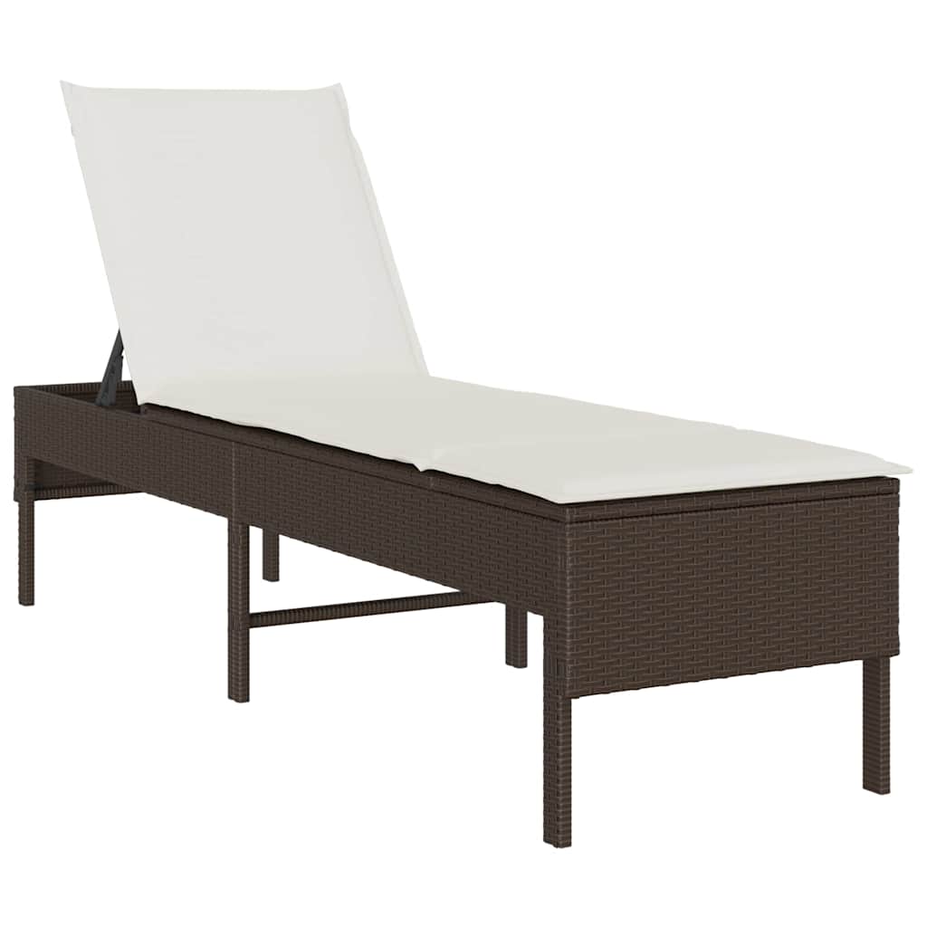 vidaXL Ξαπλώστρα με Μαξιλάρι Καφέ 55x200x44 εκ. από Συνθετικό Ρατάν