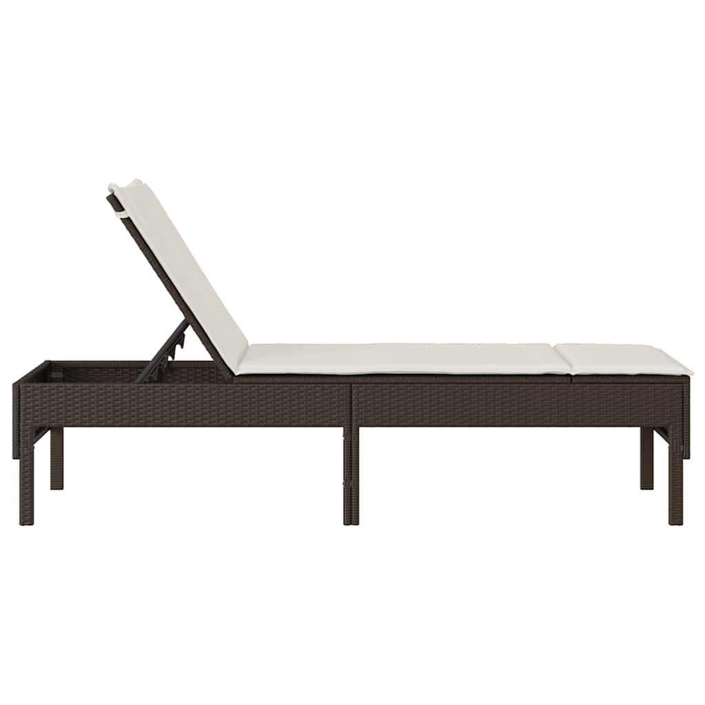vidaXL Ξαπλώστρα με Μαξιλάρι Καφέ 55x200x44 εκ. από Συνθετικό Ρατάν