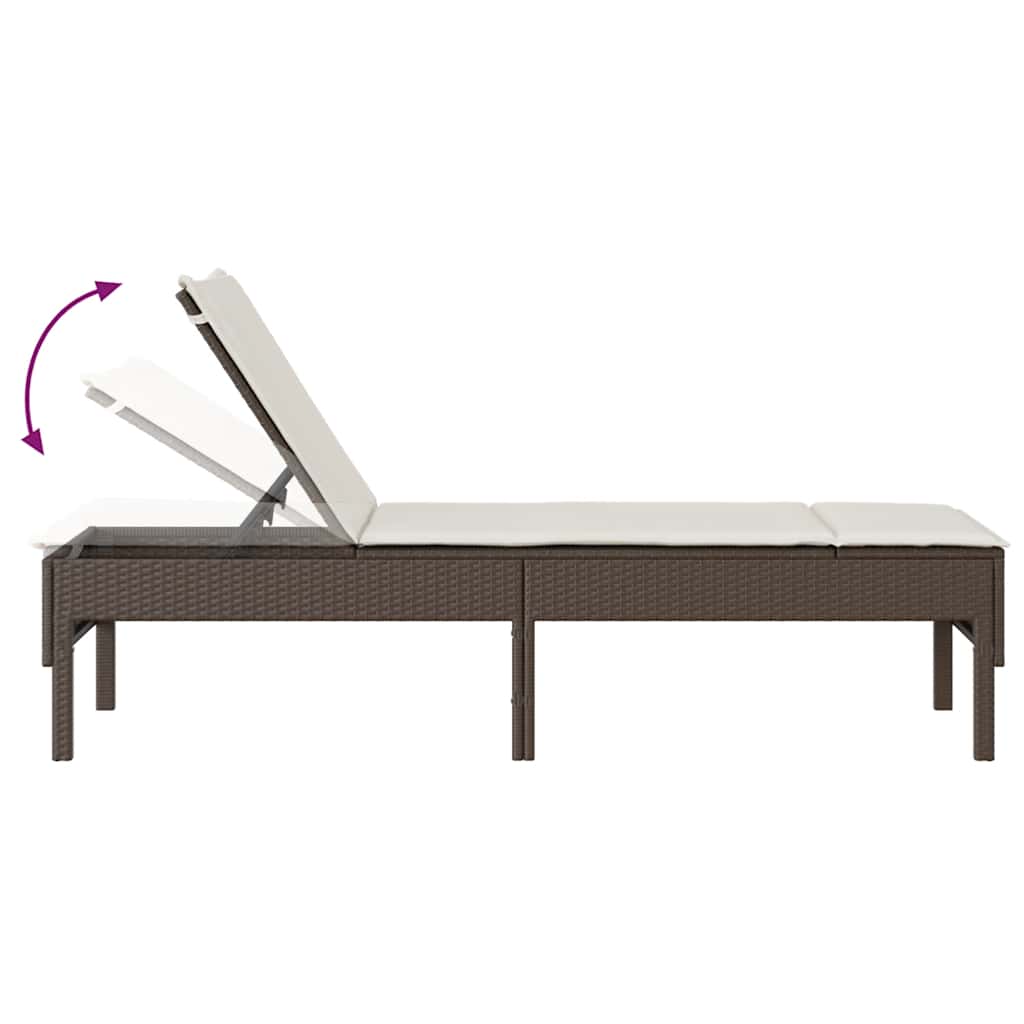 vidaXL Ξαπλώστρα με Μαξιλάρι Καφέ 55x200x44 εκ. από Συνθετικό Ρατάν