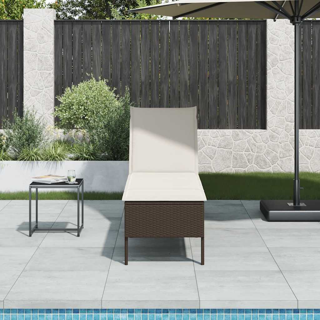 vidaXL Ξαπλώστρα με Μαξιλάρι Καφέ 55x200x44 εκ. από Συνθετικό Ρατάν