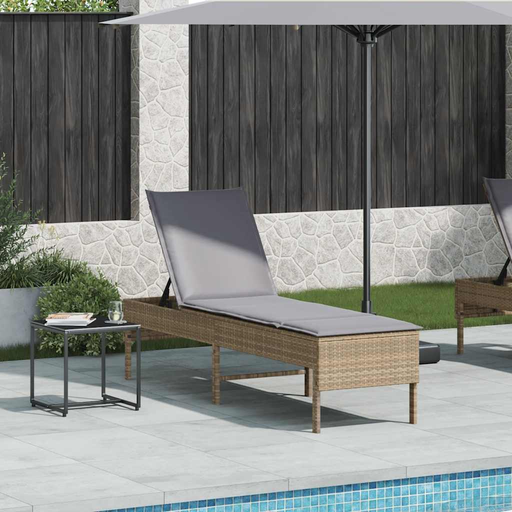 vidaXL Ξαπλώστρα με Μαξιλάρι Μπεζ 55x200x44 εκ. από Συνθετικό Ρατάν