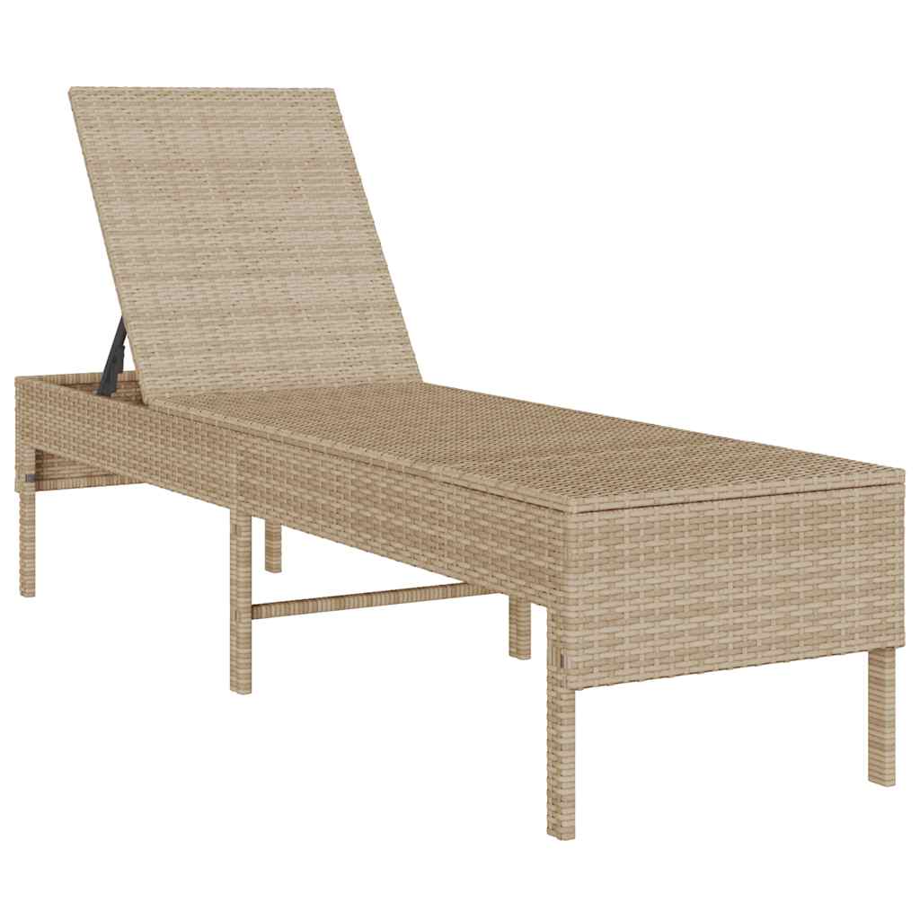 vidaXL Ξαπλώστρα με Μαξιλάρι Μπεζ 55x200x44 εκ. από Συνθετικό Ρατάν