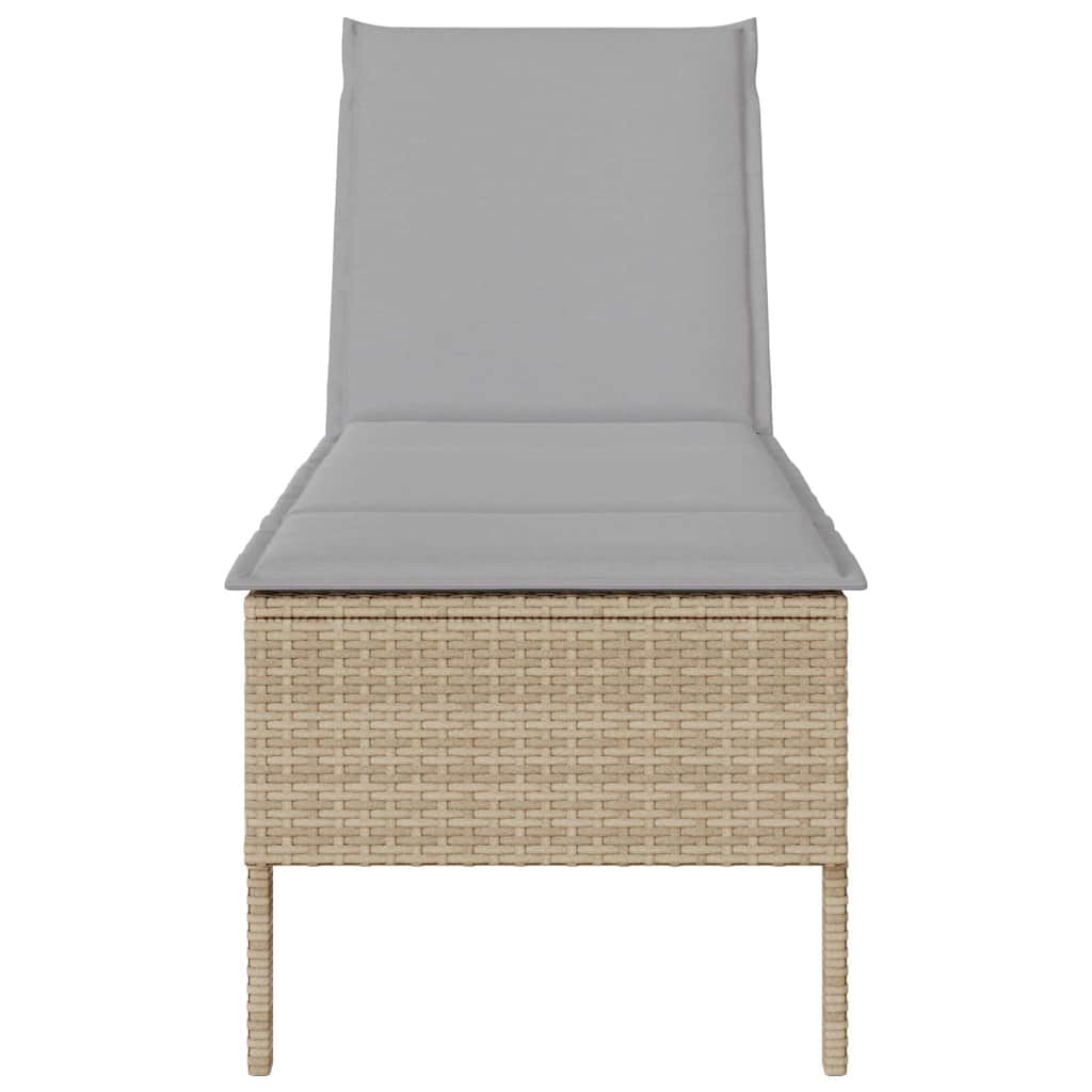vidaXL Ξαπλώστρα με Μαξιλάρι Μπεζ 55x200x44 εκ. από Συνθετικό Ρατάν