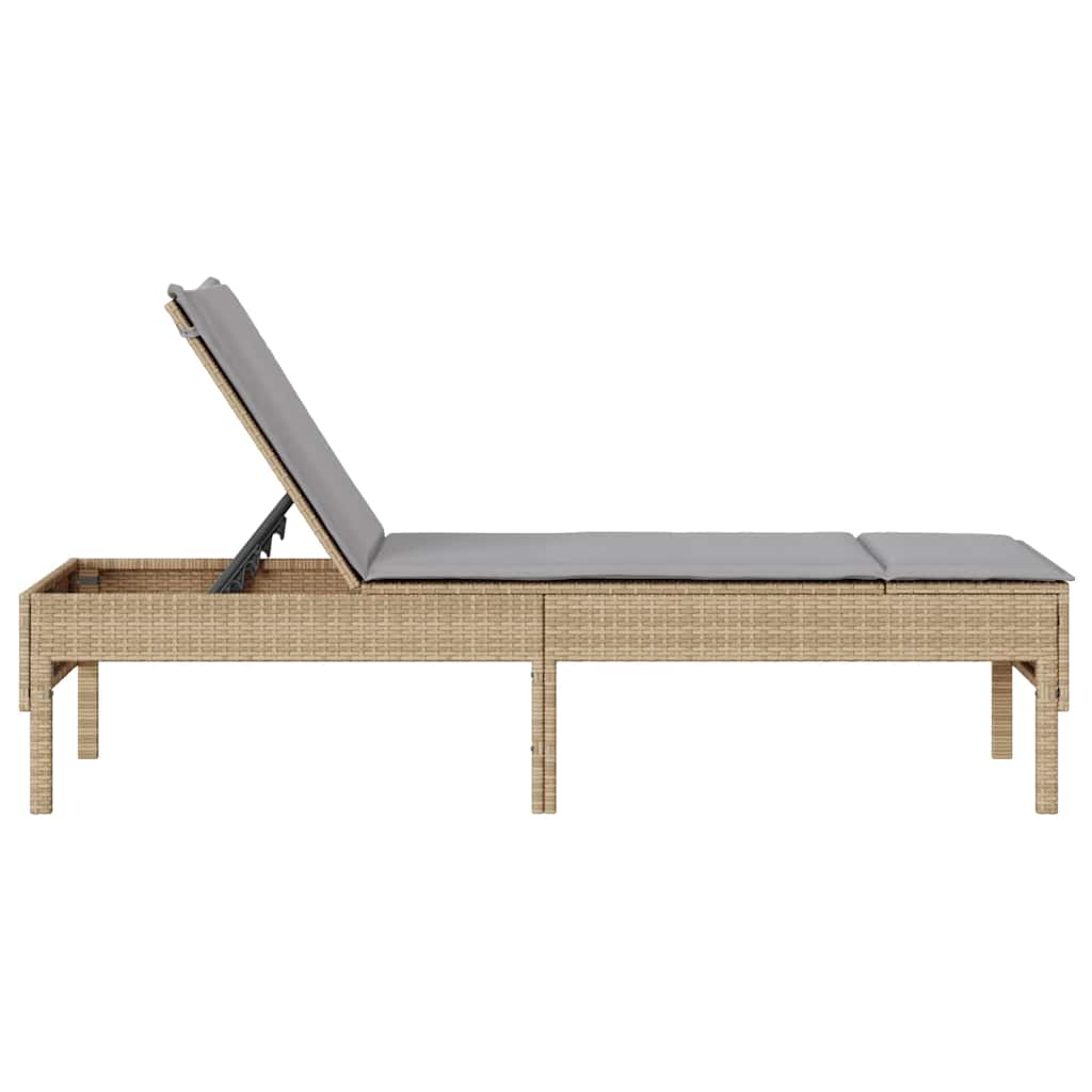 vidaXL Ξαπλώστρα με Μαξιλάρι Μπεζ 55x200x44 εκ. από Συνθετικό Ρατάν