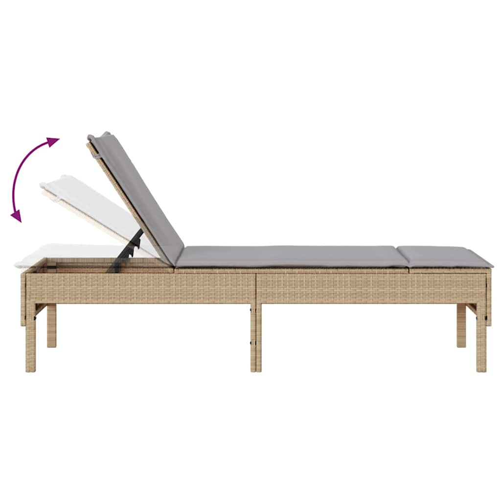 vidaXL Ξαπλώστρα με Μαξιλάρι Μπεζ 55x200x44 εκ. από Συνθετικό Ρατάν