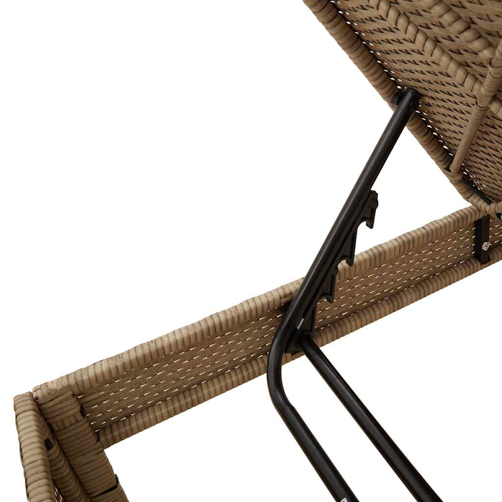 vidaXL Ξαπλώστρα με Μαξιλάρι Μπεζ 55x200x44 εκ. από Συνθετικό Ρατάν