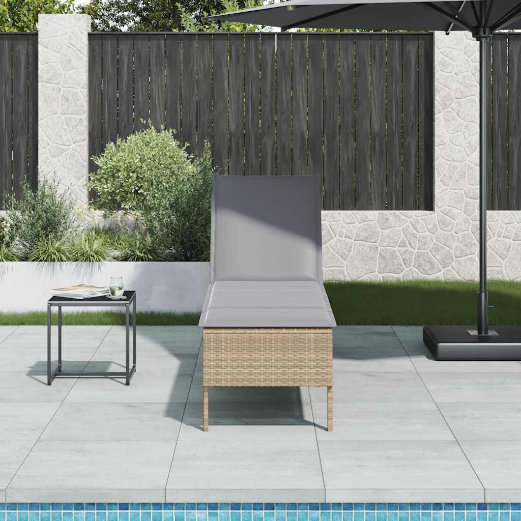 vidaXL Ξαπλώστρα με Μαξιλάρι Μπεζ 55x200x44 εκ. από Συνθετικό Ρατάν
